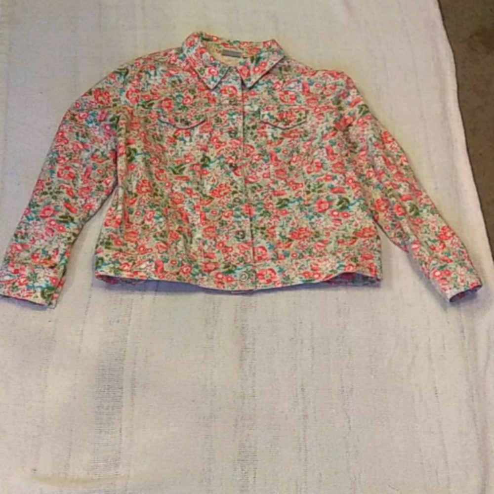 Unlined flowered jacket.